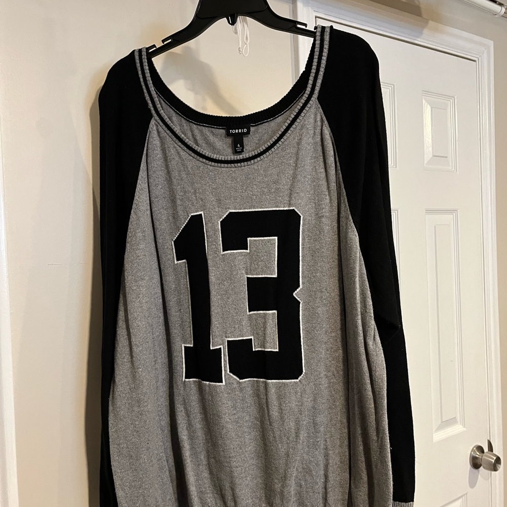Size 4 number 13 sweatshirt gray with black sleeves